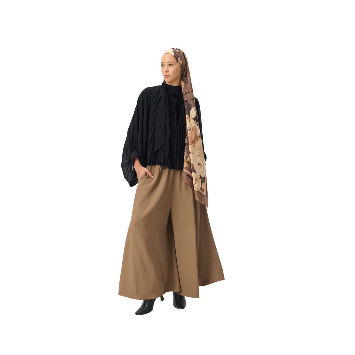 Wide-Leg Thick Woven Palazzo Pants