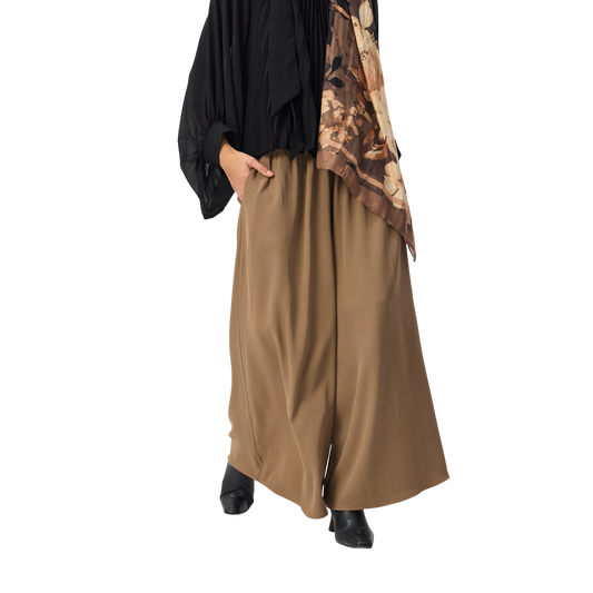 Wide-Leg Thick Woven Palazzo Pants