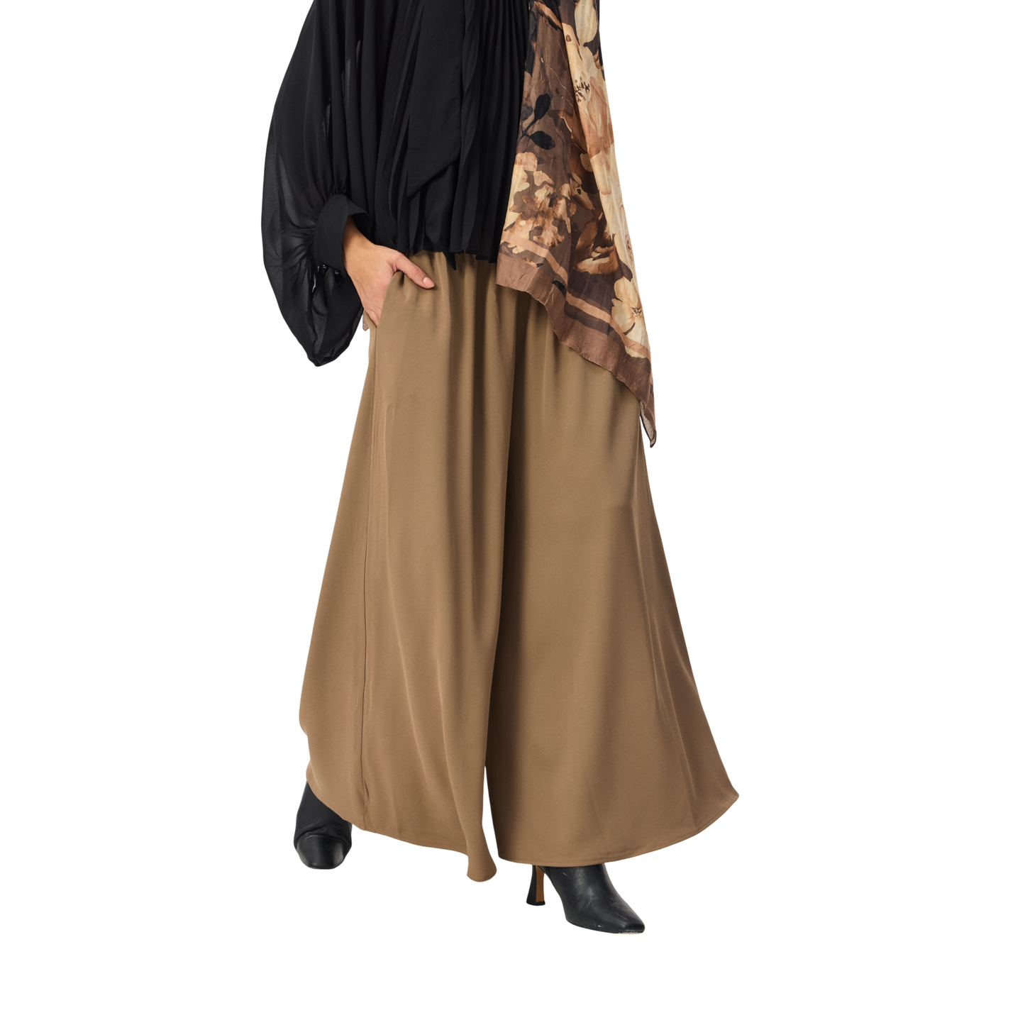 Wide-Leg Thick Woven Palazzo Pants