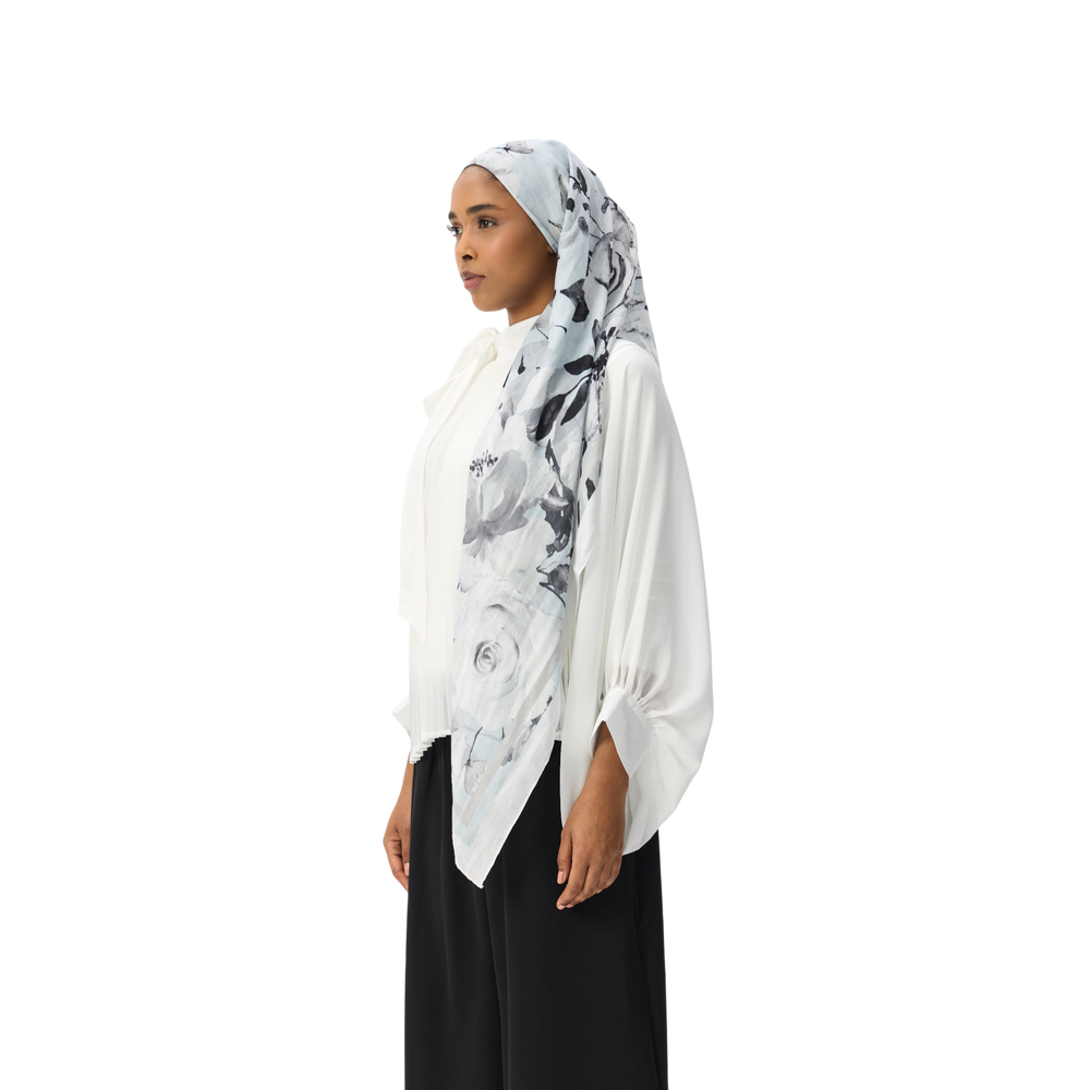 White Pleated Chiffon Tie-Neck Blouse