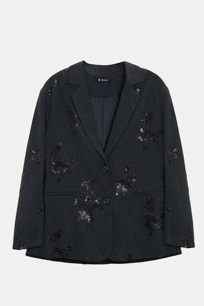 Premium Embellished Pinstripe Blazer