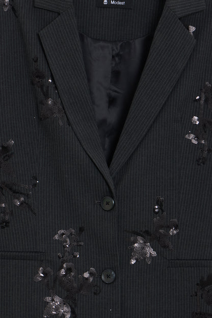 Premium Embellished Pinstripe Blazer