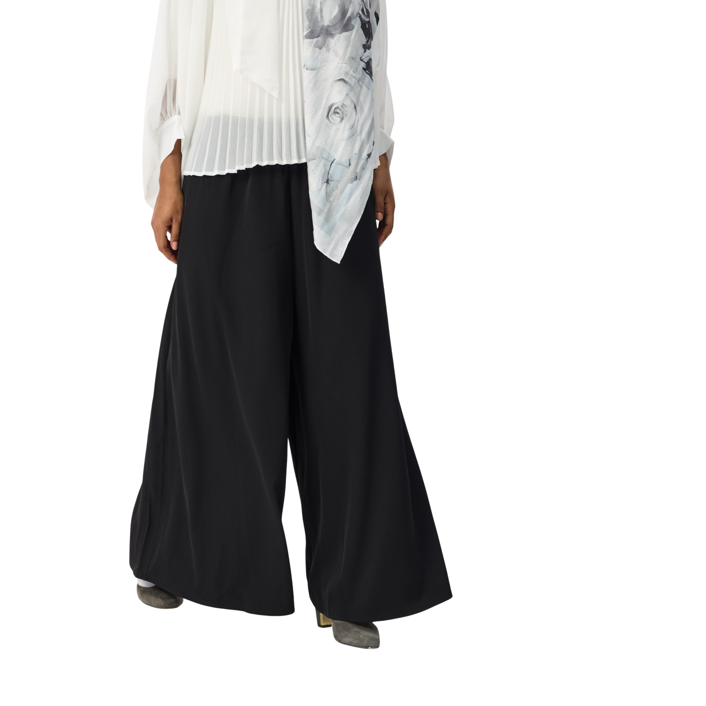 Wide-Leg Thick Woven Palazzo Pants