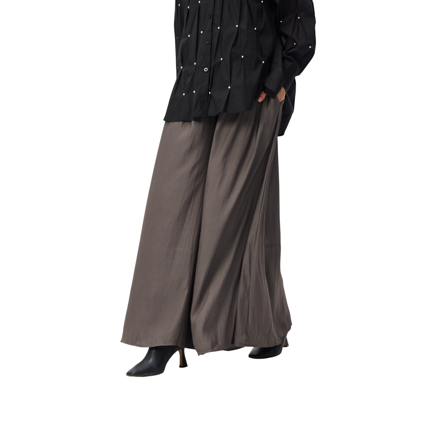 Wide-Leg Flowy Palazzo Sheen Finish Pants