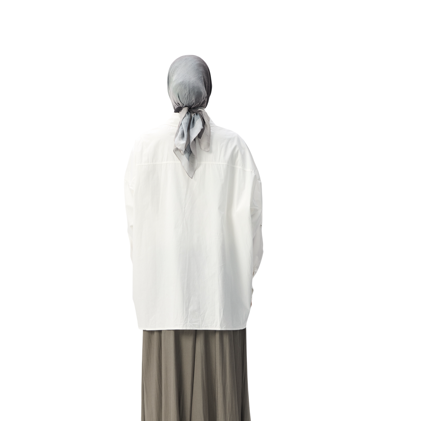 White Oversized Studded Long-Sleeve Modest Shirt