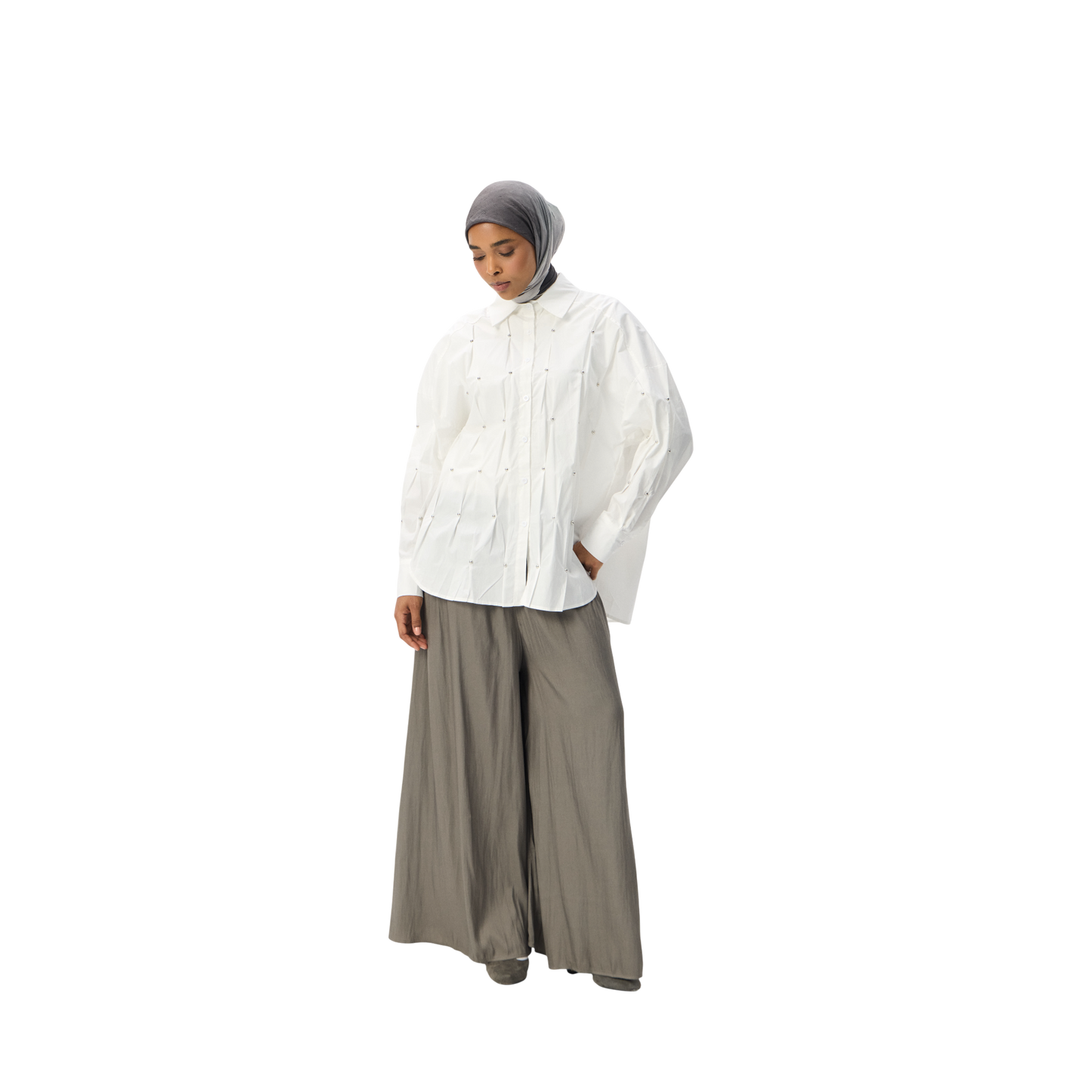 Wide-Leg Flowy Palazzo Sheen Finish Pants