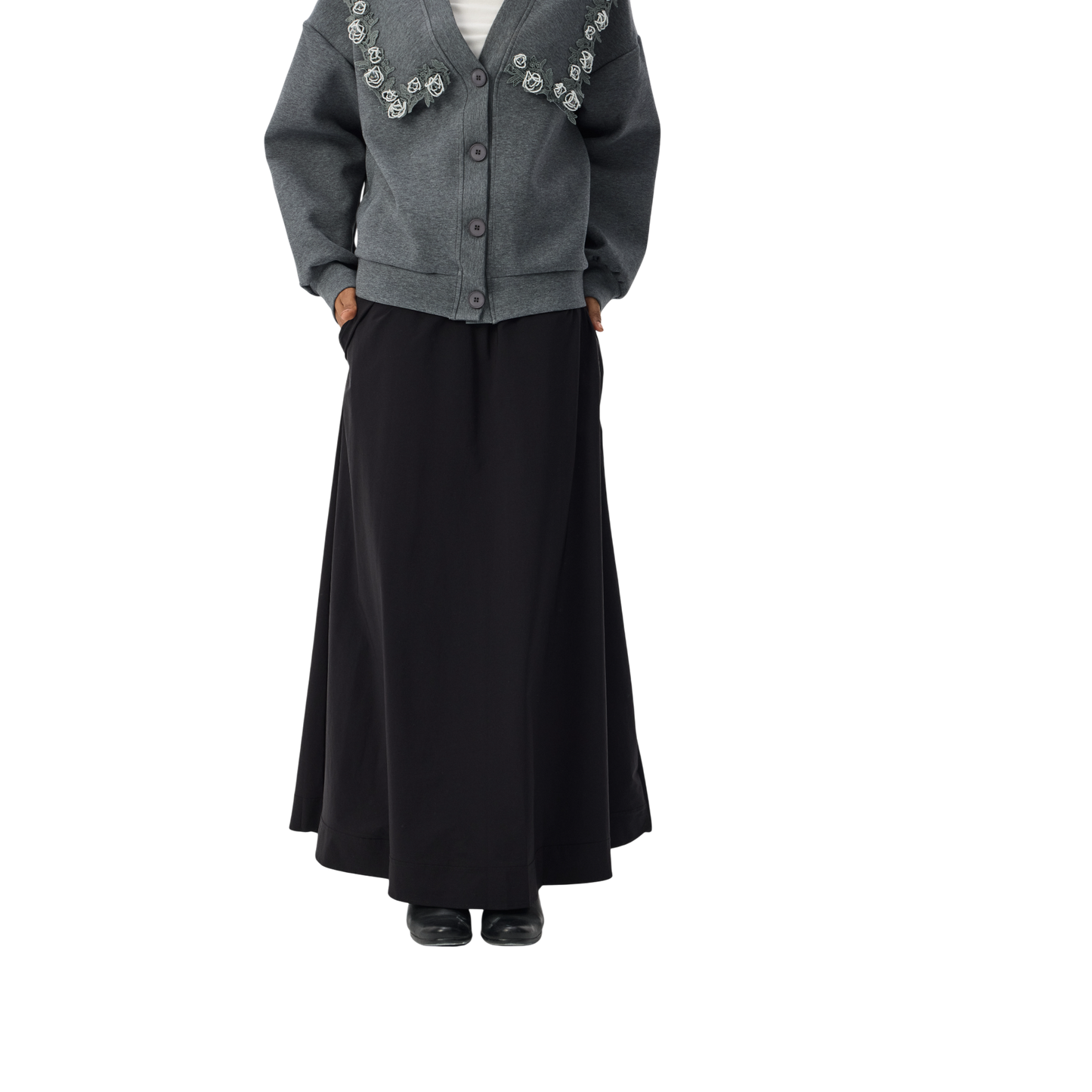 Flowy Maxi Skirt with Elastic Waist and Pockets