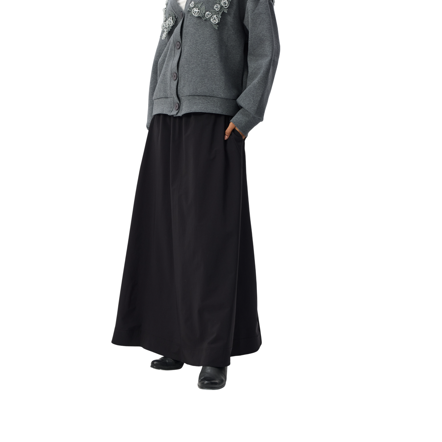 Flowy Maxi Skirt with Elastic Waist and Pockets