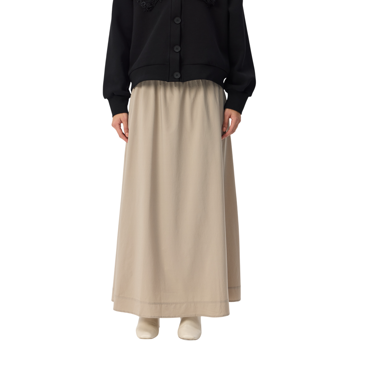 Flowy Maxi Skirt with Elastic Waist and Pockets