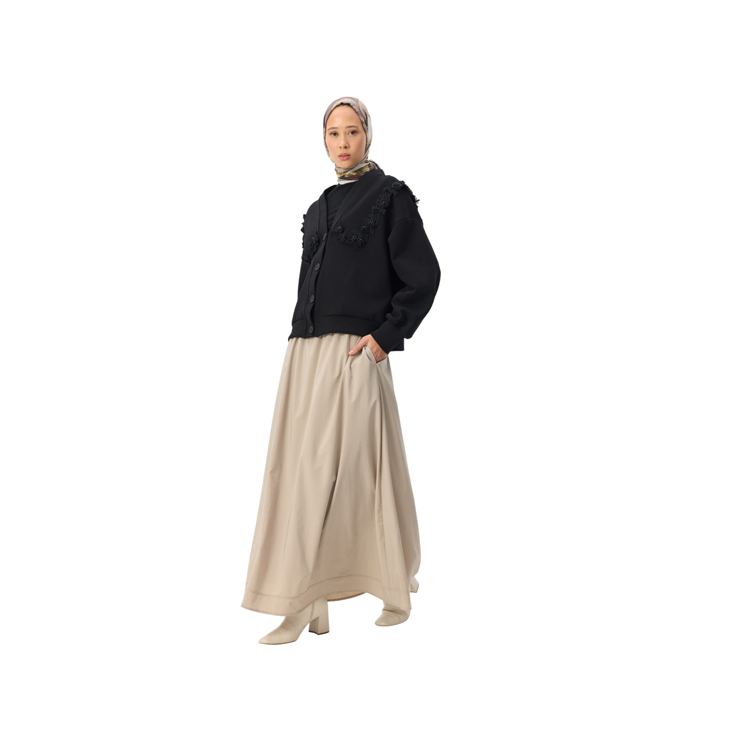Flowy Maxi Skirt with Elastic Waist and Pockets