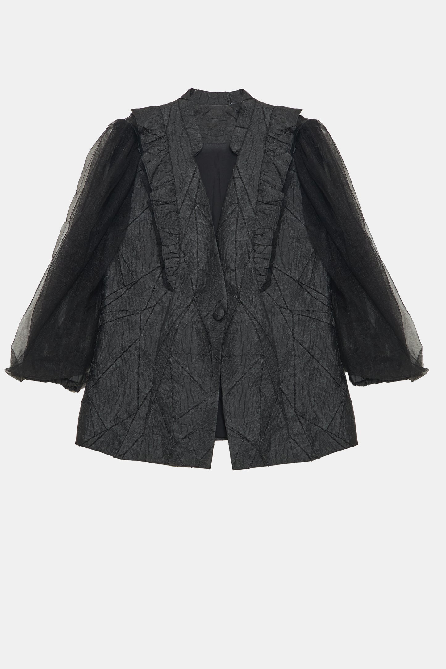 Dramatic Textured Jacket and Flowing Midi Skirt Set