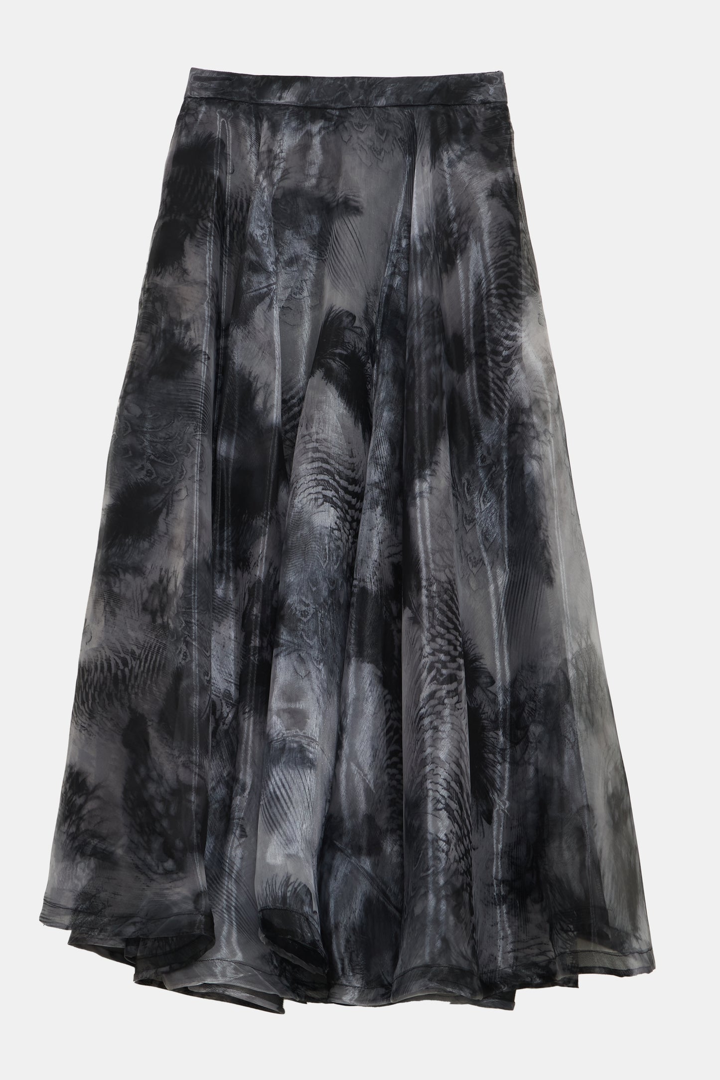 Modern Black Belted Top and Abstract Print Skirt Set