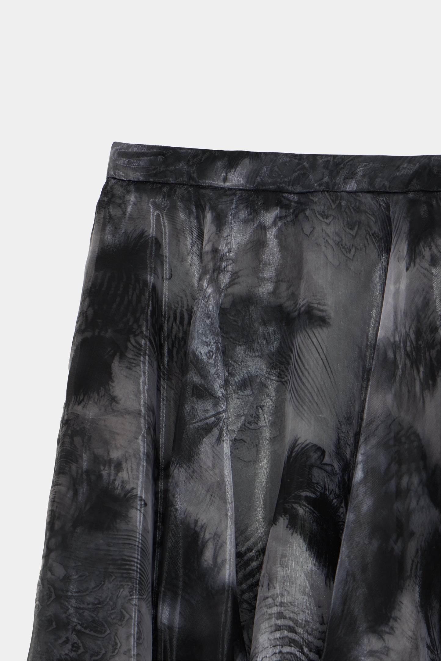 Modern Black Belted Top and Abstract Print Skirt Set