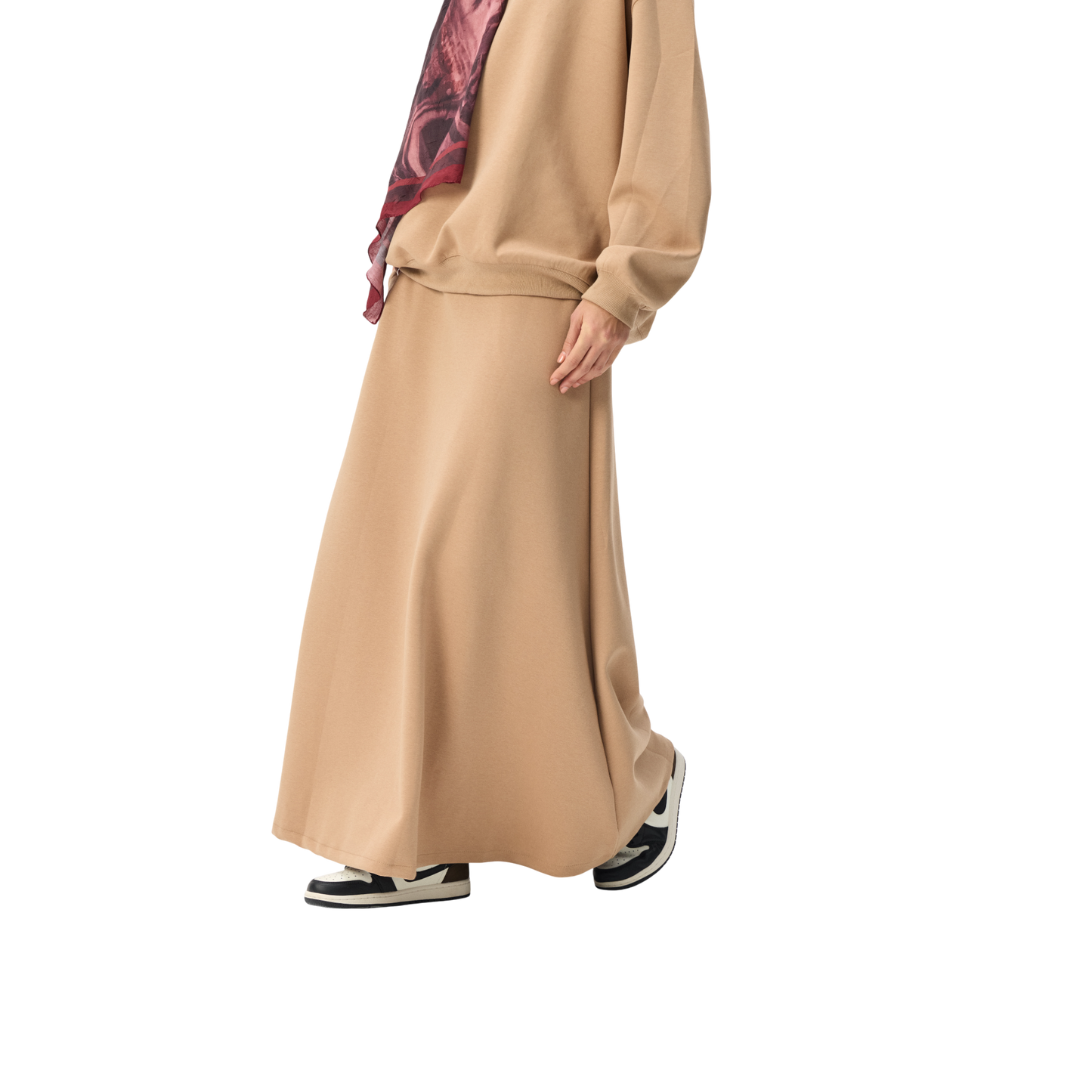 Oversized Camel Premium Scuba Modest Co-Ord Set With Skirt