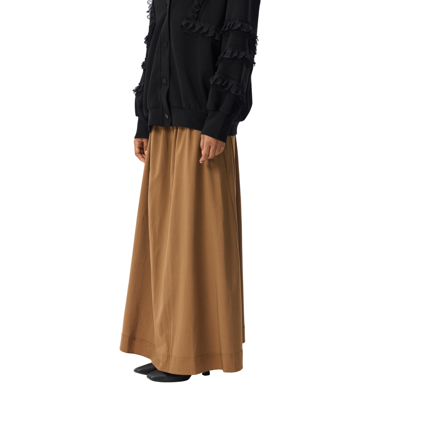 Flowy Maxi Skirt with Elastic Waist and Pockets