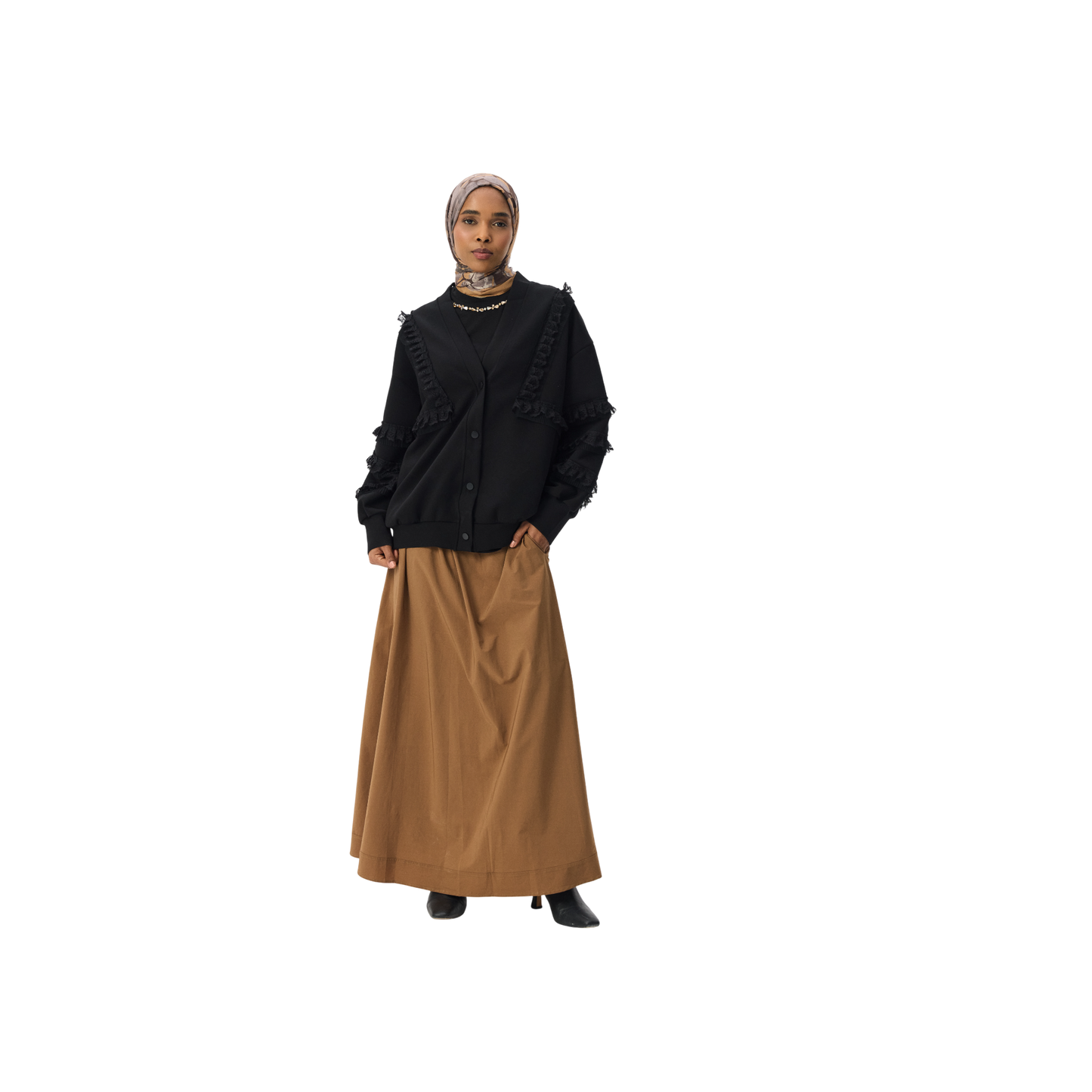 Flowy Maxi Skirt with Elastic Waist and Pockets