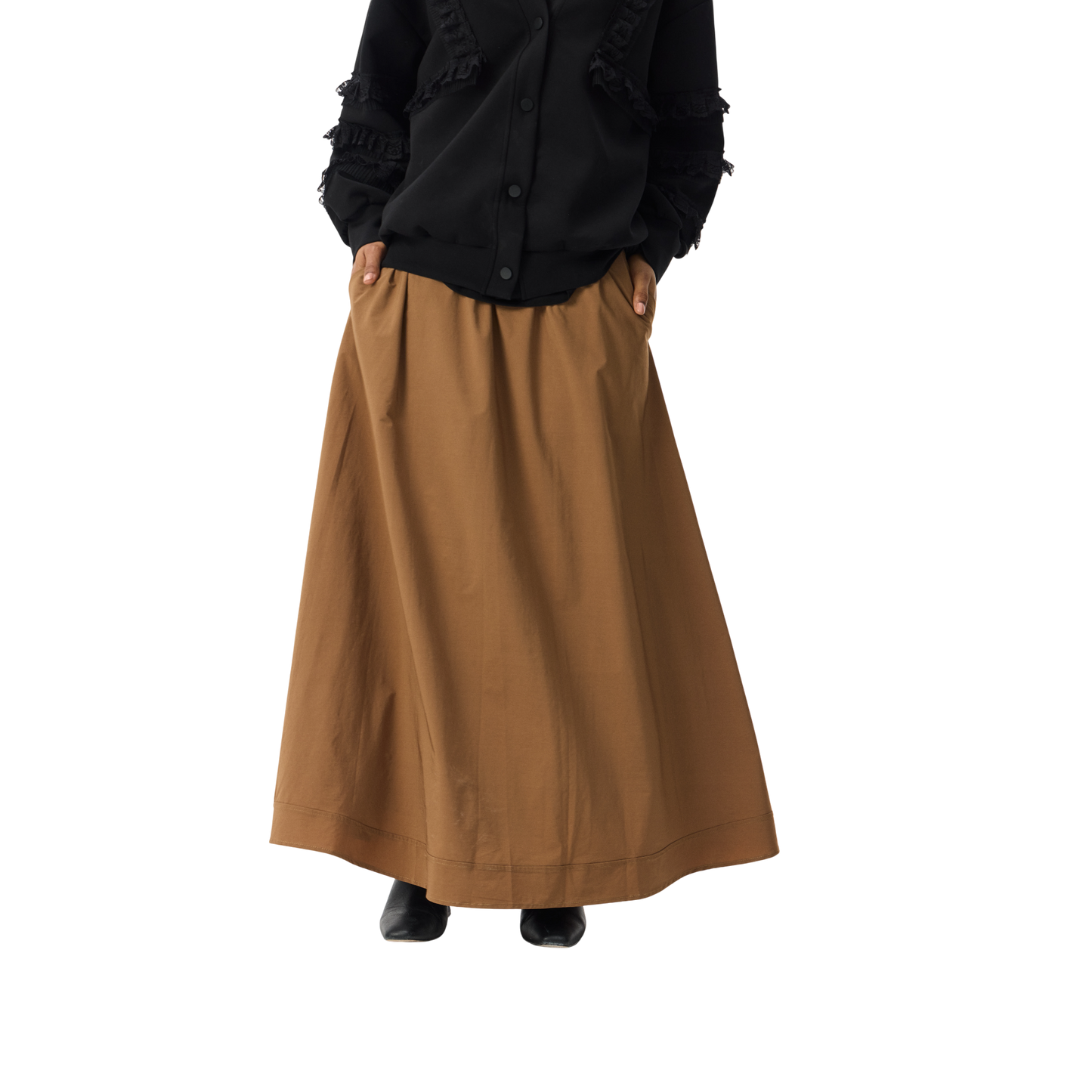 Flowy Maxi Skirt with Elastic Waist and Pockets