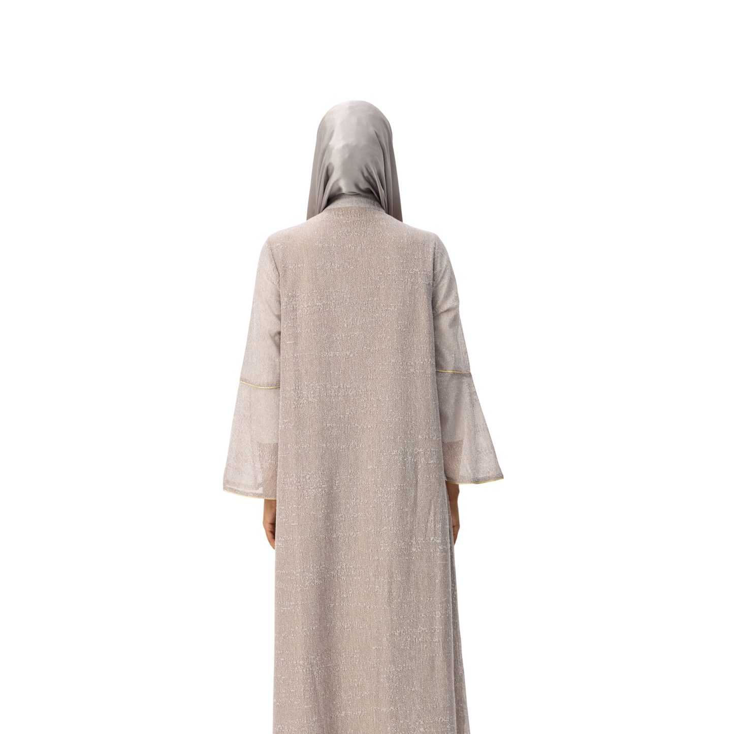 Embroidered Stone Kaftan with Gold Leaf Detailing