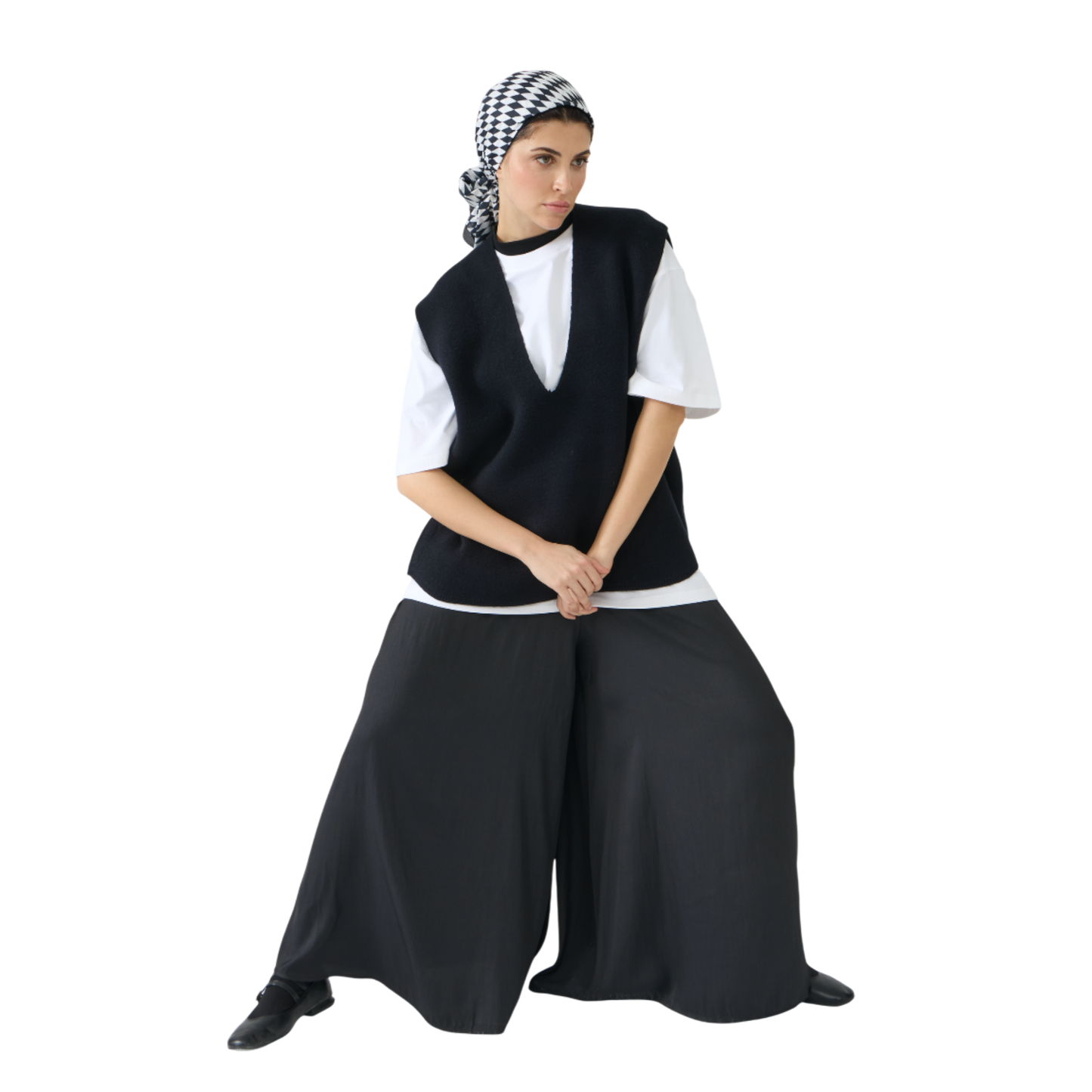 Wide-Leg Flowy Palazzo Sheen Finish Pants