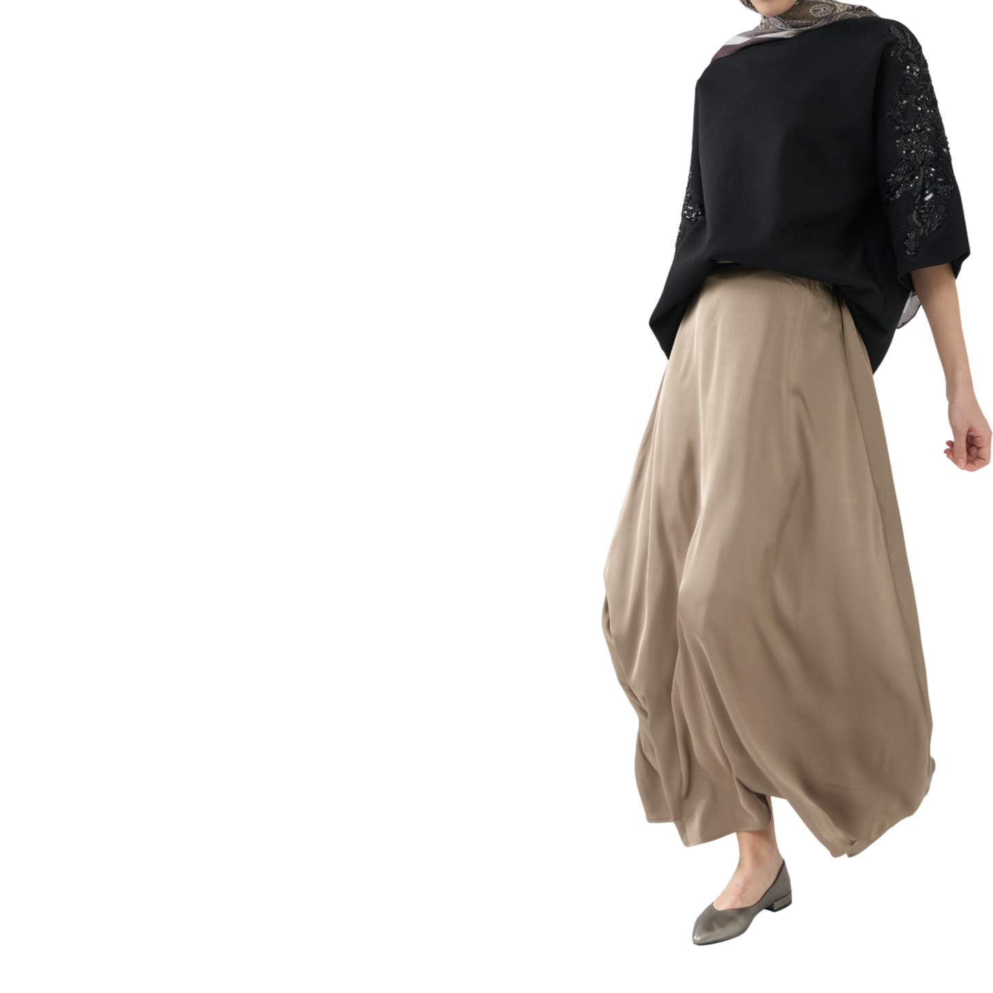 Satin A-line Flare Skirt