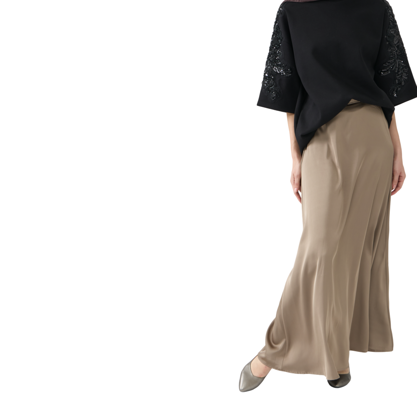 Satin A-line Flare Skirt