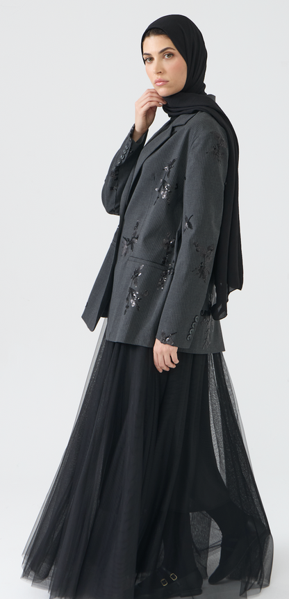 Premium Embellished Pinstripe Blazer