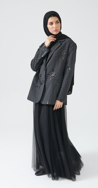 Premium Embellished Pinstripe Blazer