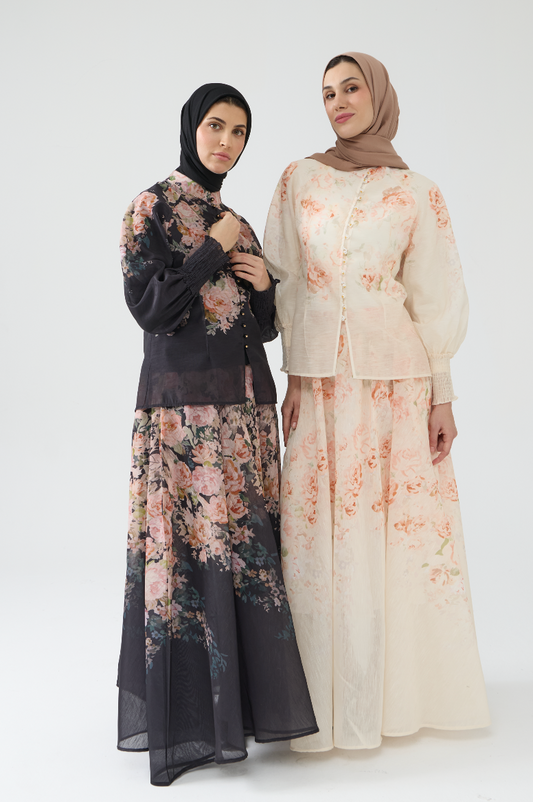 Dreamy Floral Blouse and Flowing Maxi Skirt Set
