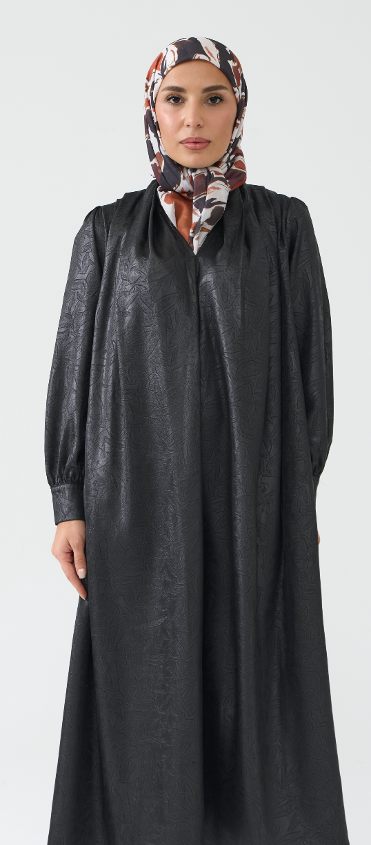 Jacquard Textured Smock Dress with Pockets