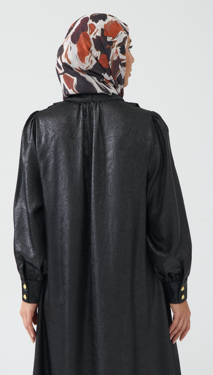 Jacquard Textured Smock Dress with Pockets