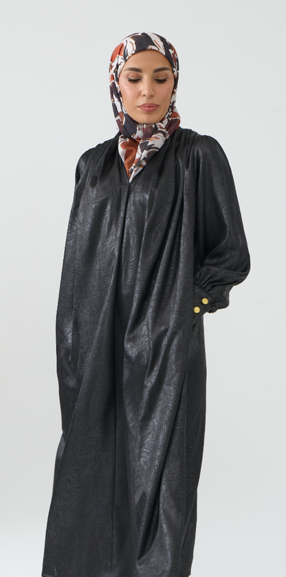 Jacquard Textured Smock Dress with Pockets