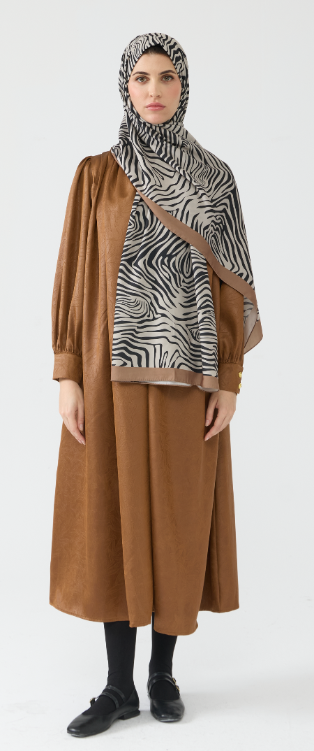 Jacquard Textured Smock Dress with Pockets