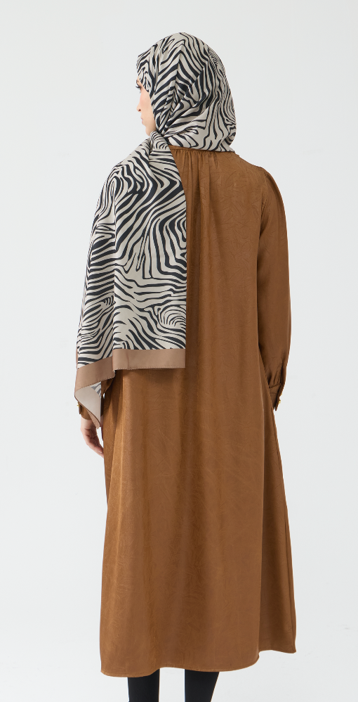 Jacquard Textured Smock Dress with Pockets