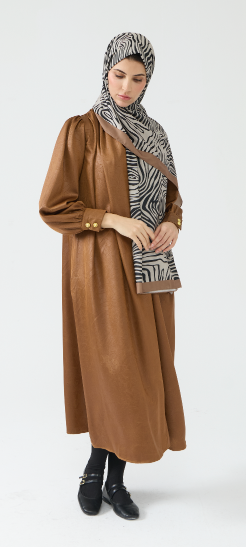 Jacquard Textured Smock Dress with Pockets