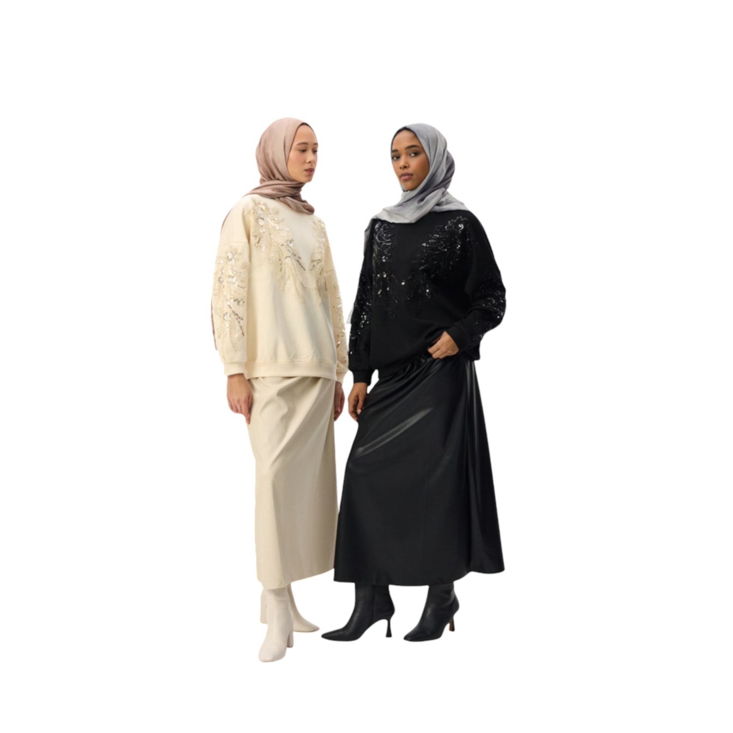 Leather-Look Flowy Skirt with Elasticated Waist