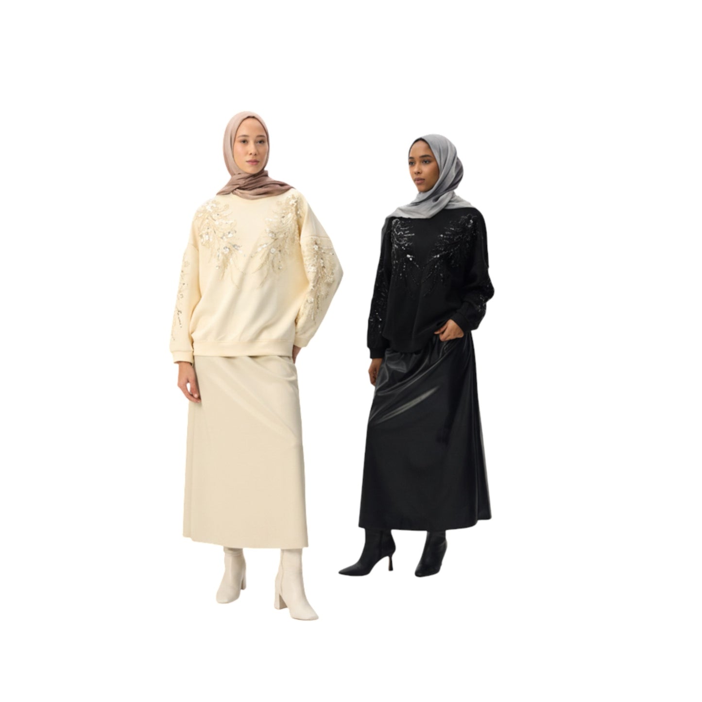 Leather-Look Flowy Skirt with Elasticated Waist