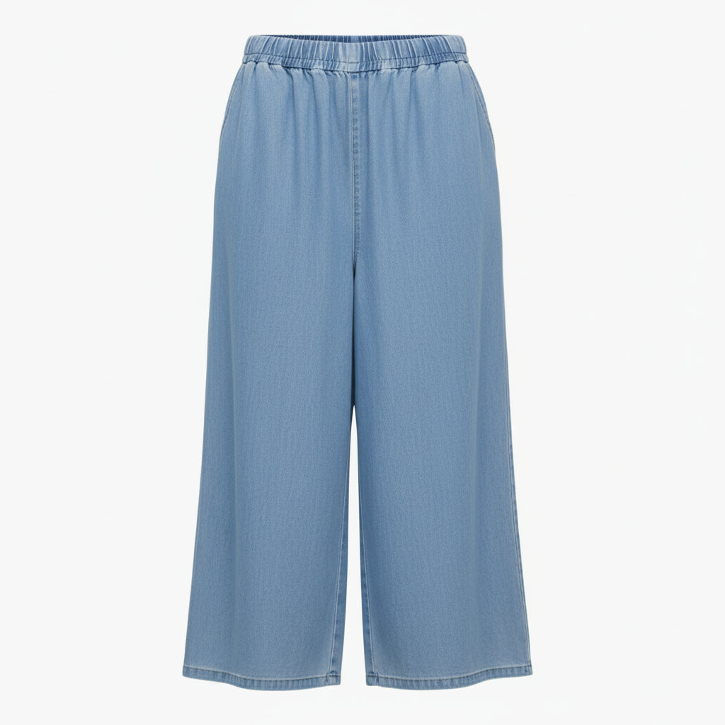Denim Wide-Leg Palazzo Pants